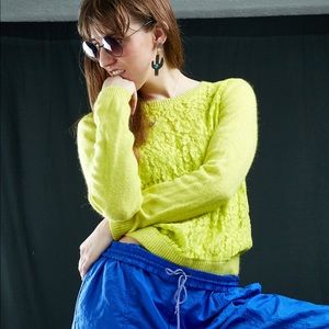 Neon Yellow Lace Detail Sweater Super Soft